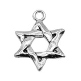 WYSIWYG 5pcs 25x34mm Star of David Pendant Charms Antique Silver Color For Jewelry Making Zinc Alloy Jewelry Findings