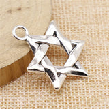WYSIWYG 5pcs 25x34mm Star of David Pendant Charms Antique Silver Color For Jewelry Making Zinc Alloy Jewelry Findings