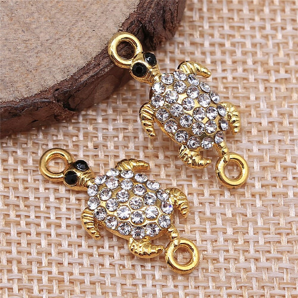 WYSIWYG 5pcs 26x12mm Turtle Connector Charms Gold Color For DIY Jewelry Making Zinc Alloy Charms Pendant Jewelry Findings