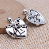 WYSIWYG 5pcs 26x33mm Antique Silver Color Gothic Chain Lock Heart Charms Pendant For DIY Jewelry Making