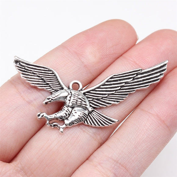 WYSIWYG 5pcs 26x46mm Antique Silver Color Eagle Charms For Jewelry Making