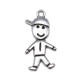 WYSIWYG 5pcs 27x14mm Cute Little Boy Charm Pendants For Jewelry Making Antique Silver Color Cute Boy Pendants Charm
