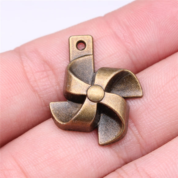 WYSIWYG 5pcs 27x21mm Windmill Charms For Jewelry Making Vintage Antique Bronze Color Jewelry Findings