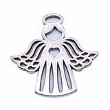WYSIWYG 5pcs 27x27mm Antique Silver Color Love Heart Angel Charms Pendant For Jewelry Making DIY Jewelry Findings