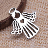 WYSIWYG 5pcs 27x27mm Antique Silver Color Love Heart Angel Charms Pendant For Jewelry Making DIY Jewelry Findings
