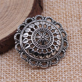 WYSIWYG 5pcs 27x27mm Antique Silver Color Round Hollow Flower Charms Pendant For Jewelry Making DIY Jewelry Findings