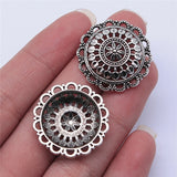 WYSIWYG 5pcs 27x27mm Antique Silver Color Round Hollow Flower Charms Pendant For Jewelry Making DIY Jewelry Findings