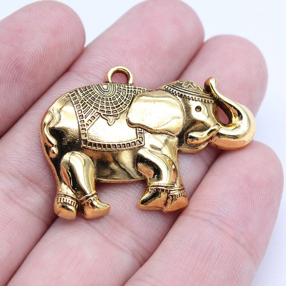WYSIWYG 5pcs 27x40mm 2 Colors Elephant Charms Pendant For DIY Jewelry Making Handmade Jewelry Craft Findings