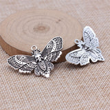 5pcs 27x43mm Antique Silver Color Skull Butterfly Charms Pendant For DIY Jewelry Making Handmade Jewelry Craft Findings h1245