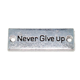 WYSIWYG 5pcs 28x10mm Antique Silver Color Never Give Up Charms For Jewelry Making