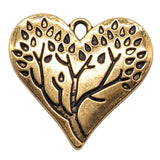 WYSIWYG 5pcs 28x26mm Antique Silver Color Antique Gold Color Heart Tree Pendants Charm For Necklace Making