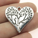 WYSIWYG 5pcs 28x26mm Antique Silver Color Antique Gold Color Heart Tree Pendants Charm For Necklace Making