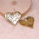 WYSIWYG 5pcs 28x26mm Antique Silver Color Antique Gold Color Heart Tree Pendants Charm For Necklace Making