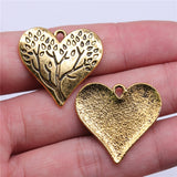 WYSIWYG 5pcs 28x26mm Antique Silver Color Antique Gold Color Heart Tree Pendants Charm For Necklace Making
