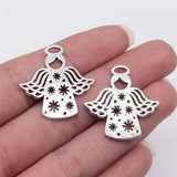 WYSIWYG 5pcs 28x27mm Antique Silver Color Flower Angel Charms Pendant For Jewelry Making DIY Jewelry Findings