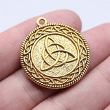 WYSIWYG 5pcs 28x32mm 4 Colors Double-Sided Triquetra Knot Round Charms Pendant For DIY Jewelry Making