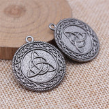 WYSIWYG 5pcs 28x32mm 4 Colors Double-Sided Triquetra Knot Round Charms Pendant For DIY Jewelry Making