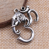 WYSIWYG 5pcs 28x34mm Elephant Om Symbol Pendant Charms Antique Silver Color For Jewelry Making Zinc Alloy Jewelry Findings