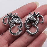 WYSIWYG 5pcs 28x34mm Elephant Om Symbol Pendant Charms Antique Silver Color For Jewelry Making Zinc Alloy Jewelry Findings