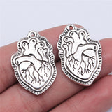 WYSIWYG 5pcs 29x20mm Antique Silver Color Heart Charms Pendant For Jewelry Making DIY Jewelry Findings