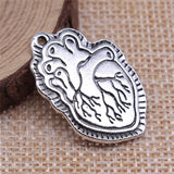 WYSIWYG 5pcs 29x20mm Antique Silver Color Heart Charms Pendant For Jewelry Making DIY Jewelry Findings