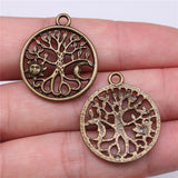 WYSIWYG 5pcs 29x25mm Charms Tree Of Life Sun And Crescent Moon Antique Bronze Antique Silver Color DIY Making Findings Jewelry EF3718