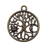WYSIWYG 5pcs 29x25mm Charms Tree Of Life Sun And Crescent Moon Antique Bronze Antique Silver Color DIY Making Findings Jewelry EF3718