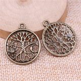 WYSIWYG 5pcs 29x25mm Charms Tree Of Life Sun And Crescent Moon Antique Bronze Antique Silver Color DIY Making Findings Jewelry EF3718