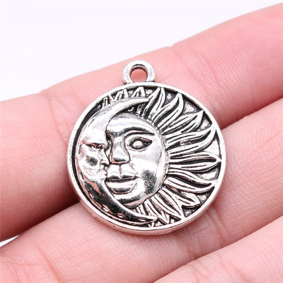 WYSIWYG 5pcs 29x25mm Sun And Moon Charms For Jewelry Making Jewelry Accessories Antique Silver Plated Antique Bronze Plated