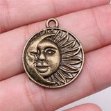 WYSIWYG 5pcs 29x25mm Sun And Moon Charms For Jewelry Making Jewelry Accessories Antique Silver Plated Antique Bronze Plated