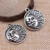 WYSIWYG 5pcs 29x25mm Sun And Moon Charms For Jewelry Making Jewelry Accessories Antique Silver Plated Antique Bronze Plated