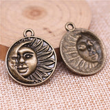 WYSIWYG 5pcs 29x25mm Sun And Moon Charms For Jewelry Making Jewelry Accessories Antique Silver Plated Antique Bronze Plated