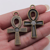 WYSIWYG 5pcs 3 Colors 26x47mm Ankh Cross Charms Pendant For Jewelry Making Jewelry Findings