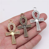 WYSIWYG 5pcs 3 Colors 26x47mm Ankh Cross Charms Pendant For Jewelry Making Jewelry Findings
