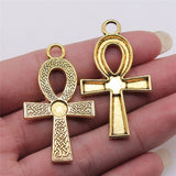 WYSIWYG 5pcs 3 Colors 26x47mm Ankh Cross Charms Pendant For Jewelry Making Jewelry Findings