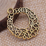 WYSIWYG 5pcs 30x25mm Hollow Flower Wreath Charms For Jewelry Making DIY Jewelry Findings