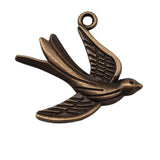 WYSIWYG 5pcs 30x28mm 2 Colors Bird Swallow Charm Pendants For Jewelry Making Swallow Bird Pendants Charm