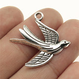 WYSIWYG 5pcs 30x28mm 2 Colors Bird Swallow Charm Pendants For Jewelry Making Swallow Bird Pendants Charm