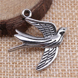 WYSIWYG 5pcs 30x28mm 2 Colors Bird Swallow Charm Pendants For Jewelry Making Swallow Bird Pendants Charm