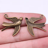 WYSIWYG 5pcs 30x28mm 2 Colors Bird Swallow Charm Pendants For Jewelry Making Swallow Bird Pendants Charm