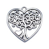 WYSIWYG 5pcs 30x30mm Antique Silver Color Heart Tree Charms Pendant For DIY Jewelry Making Handmade Jewelry Craft Findings