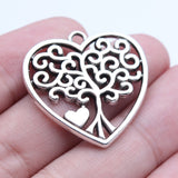 WYSIWYG 5pcs 30x30mm Antique Silver Color Heart Tree Charms Pendant For DIY Jewelry Making Handmade Jewelry Craft Findings