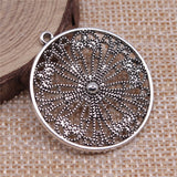 WYSIWYG 5pcs 30x30mm Hollow Round Pendant Charms Antique Silver Color For Jewelry Making Zinc Alloy Jewelry Findings
