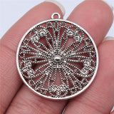 WYSIWYG 5pcs 30x30mm Hollow Round Pendant Charms Antique Silver Color For Jewelry Making Zinc Alloy Jewelry Findings