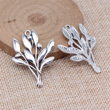 WYSIWYG 5pcs 30x40mm Antique Silver Color Olive Branch Charms Pendant For DIY Jewelry Making Handmade Jewelry Craft Findings