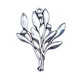 WYSIWYG 5pcs 30x40mm Antique Silver Color Olive Branch Charms Pendant For DIY Jewelry Making Handmade Jewelry Craft Findings