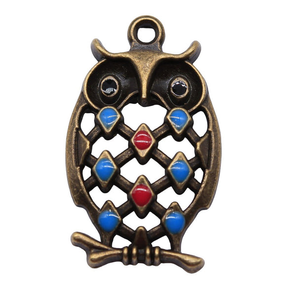 WYSIWYG 5pcs 31x19mm Owl Charms Antique Bronze Color For DIY Jewelry Making Zinc Alloy Charms Pendant Jewelry Findings
