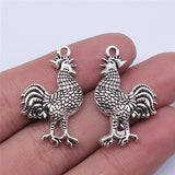 WYSIWYG 5pcs 31x20mm Antique Silver Color Cock Charms Pendant For Jewelry Making DIY Jewelry Findings