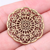 WYSIWYG 5pcs 32x32mm Antique Silver Color Hollow Flower Pattern Charms Pendant For Jewelry Making DIY Jewelry Findings