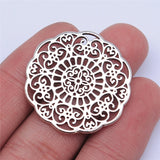 WYSIWYG 5pcs 32x32mm Antique Silver Color Hollow Flower Pattern Charms Pendant For Jewelry Making DIY Jewelry Findings